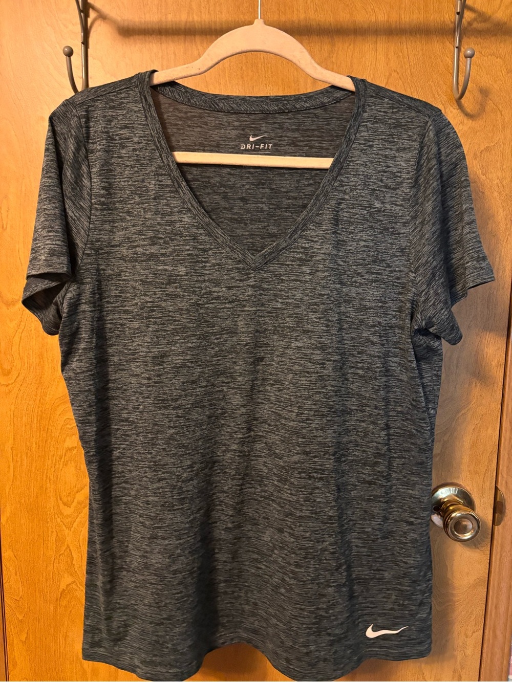 Nike Women's Dri-FIT Heathered Charcoal V-Neck Tee